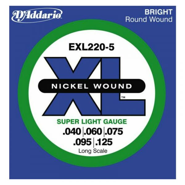 Daddario exl220-5 nickel wound long scale 40-125