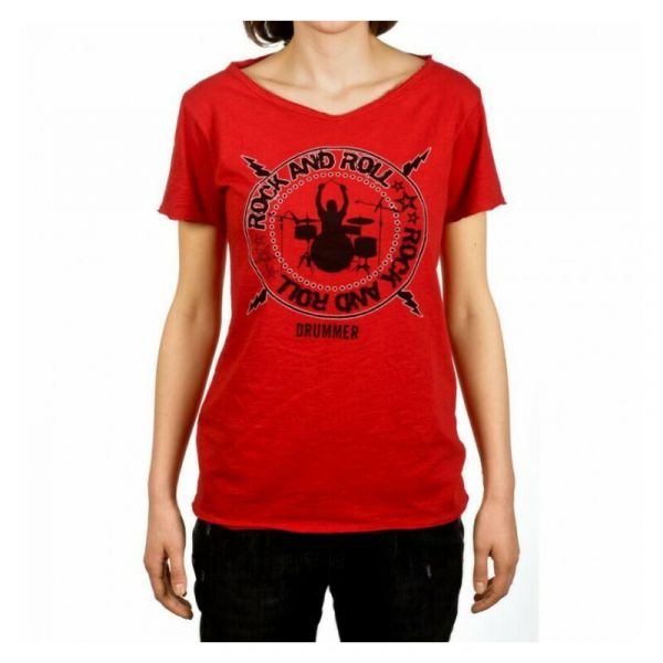 Cotton Music t-shirt rock and roll drummer medium (m) donna