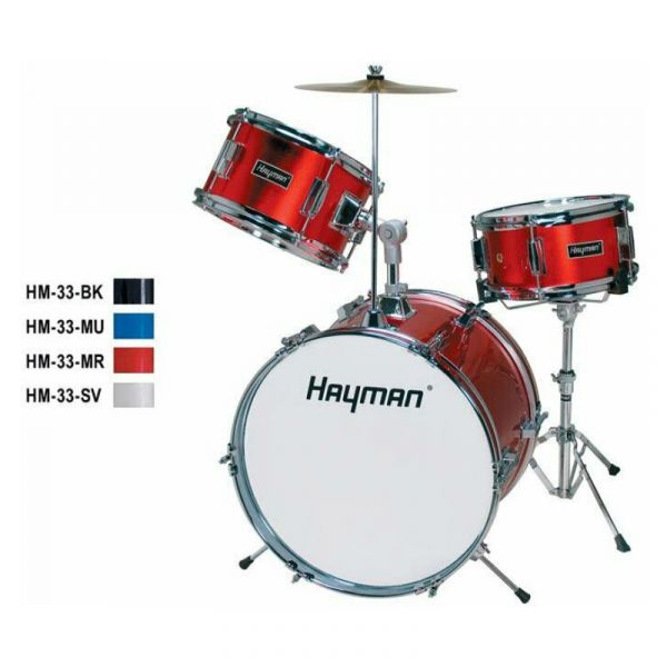 Hayman batteria junior 3 pezzi, colore blu metallizzato