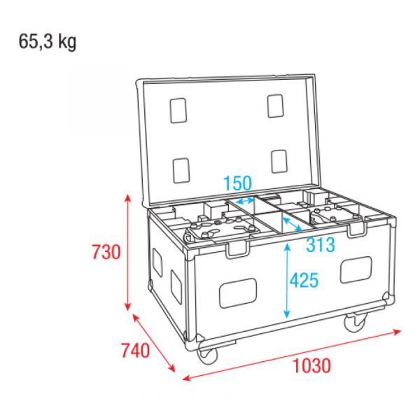 Showtec case for 4x phantom 100 / 180