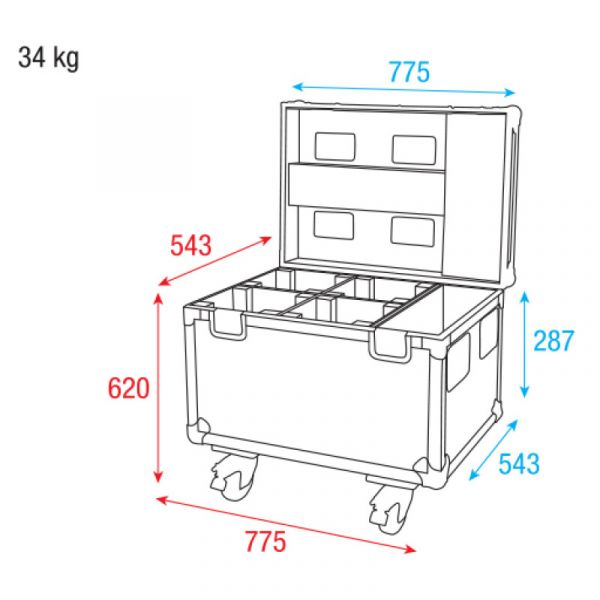 Showtec case for 4x shark beam fx