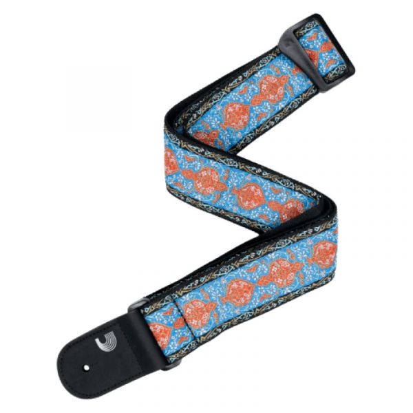 Daddario eco woven guitar strap, blue e orange