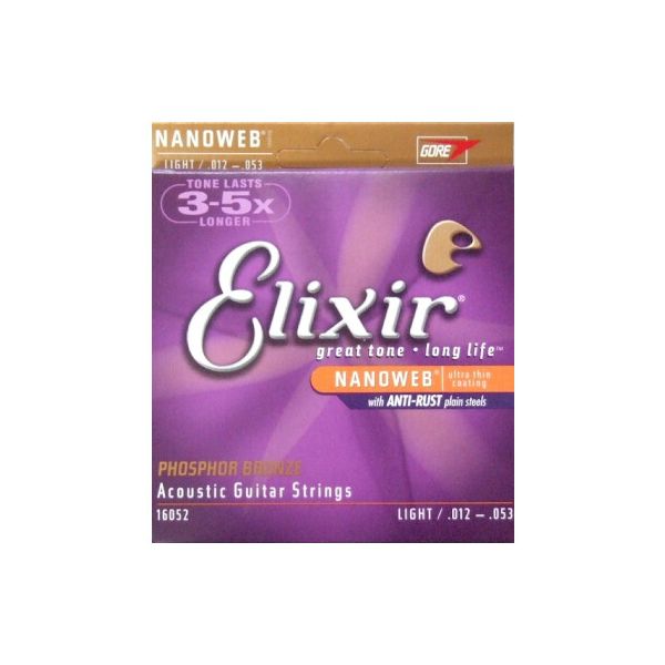 Elixir nanoweb pho/bronze acoustic 12/53 light 16052