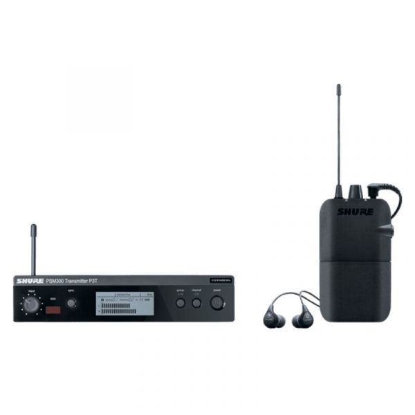 Shure p3ter112gr trasmettitore p3te, ricevitore p3r, auricolari se112. (l19)