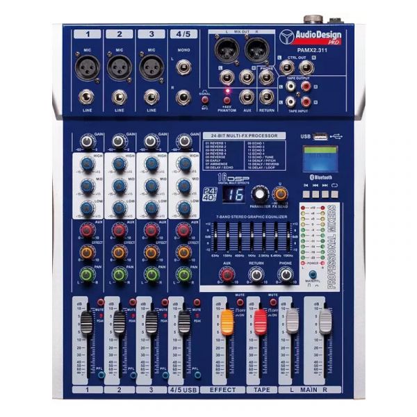 Audio Design Pro pamx2.311 mixer professionale 3+1+1 canali - usb e
