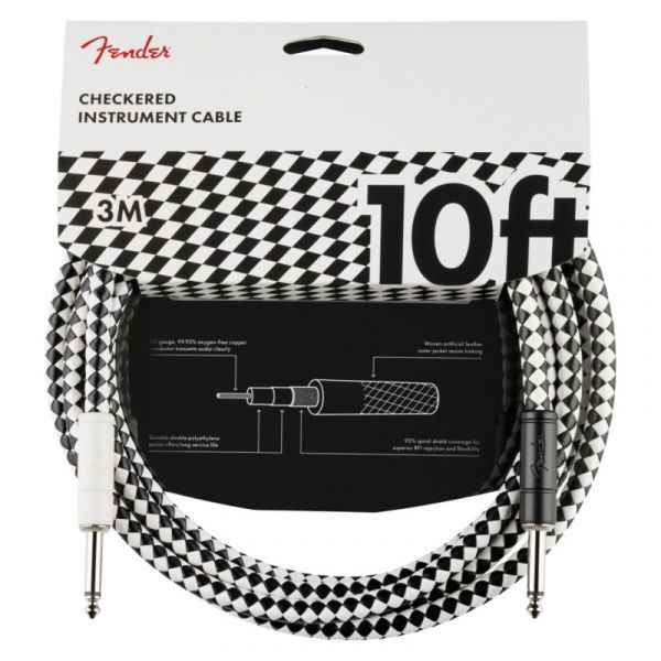 Fender pro 10' instrument cable checkerboard