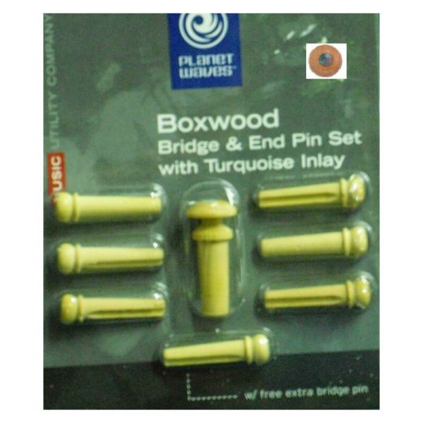 Planet Waves pwps8 bridge e end pin set with turquoise inaly