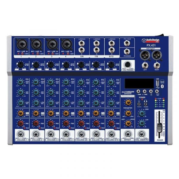 Audio Design Pro px.431 mixer 4+3+1 canali - 24dsp - usb/bt