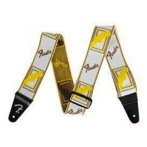 Fender weighless 2 monogrammed strap white/brown/yellow