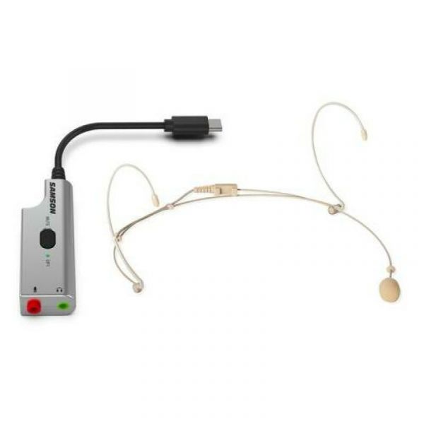 Samson deu1 - bundle microfono headset e adattatore audio usb (de5 + up1)