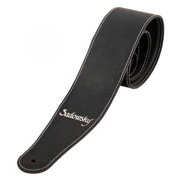 Sadowsky tracolla 3,5 in pelle nero logo silver