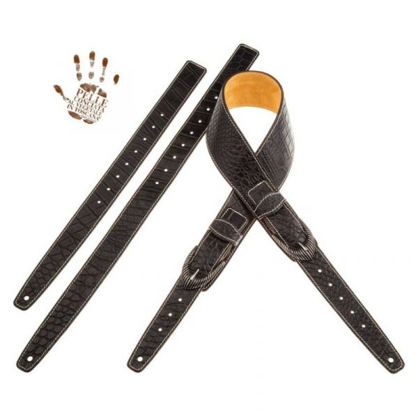 Magrabo' twin buckles ts embossed cocco pros nero 7 cm fib