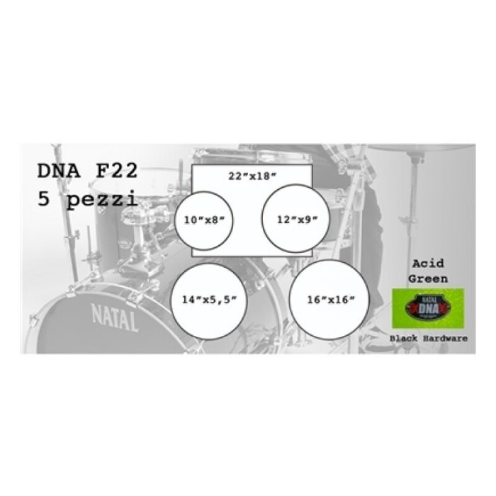 Natal dna f22 5 pezzi acid green - black hardware - foto 2