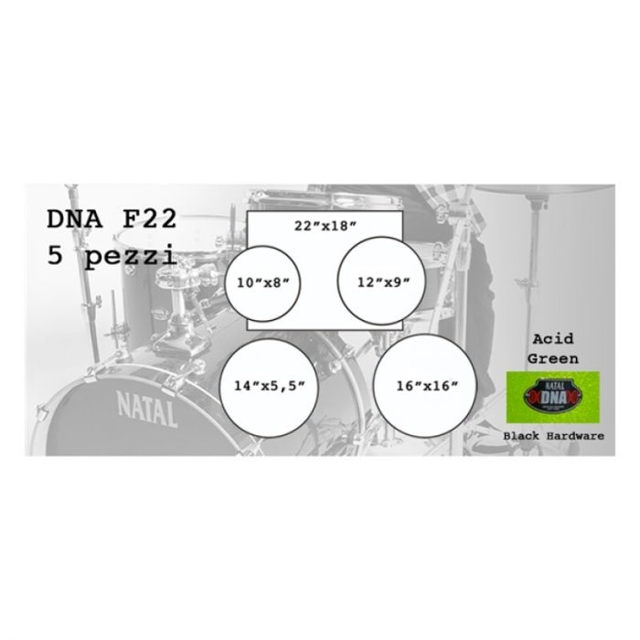 Natal dna f22 5 pezzi acid green - black hardware - foto 1