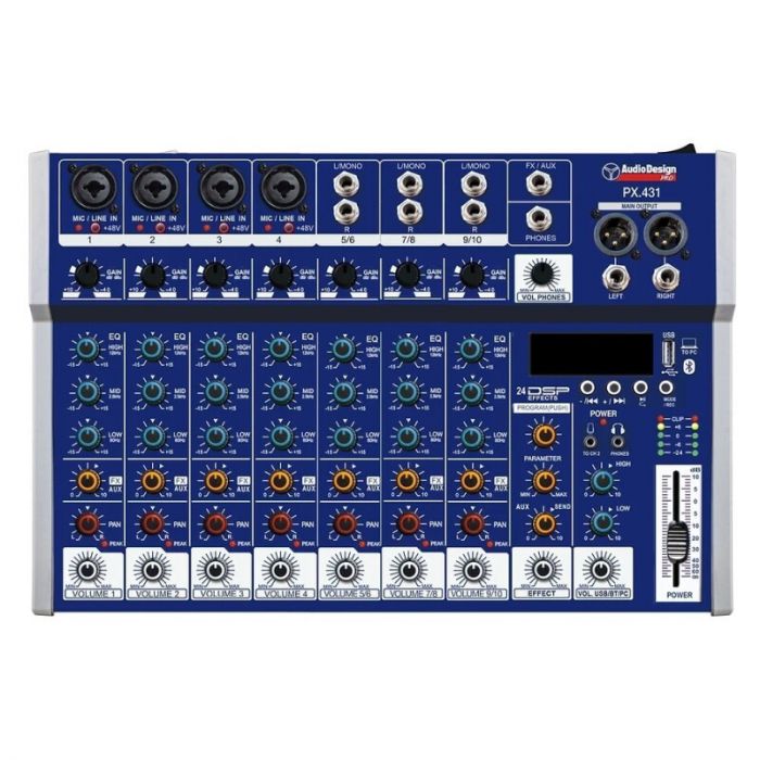 Audio Design Pro px.431 mixer 4+3+1 canali - 24dsp - usb/bt - foto 1